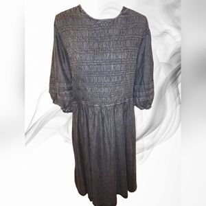 Terra & Sky Women's Plus Smocked Dress with Puff Sleeves